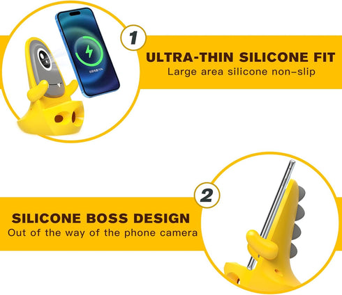 ANNSKIN Wireless Charger Mount 15W Cute Dinosaur Fast Charging Car Phone Holder Stand Silicone Anti-Slip Desk Phone Stand Compatible with iPhone S...