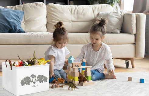 HIYAGON Baby Basket - Cute Elephant Toy Storage Bin Organizer Box Gift Basket for Boys and Girls (Love Elephants)...