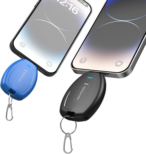 (2-Pack) Keychain Portable Charger for iPhone, Airpods, 1600mAh Power Emergency Pod, Mini Keychain Phone Charger for iPhone 14/14 Plus/14 Pro Max/...