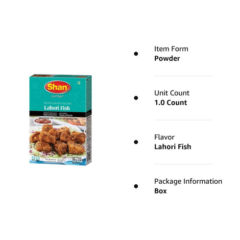 Shan Lahori Fish Recipe and Seasoning Mix 3.5 oz (100g) - Spice Powder for Batter Coated Fried Fish - Suitable for Vegetarians - Airtight Bag in a...