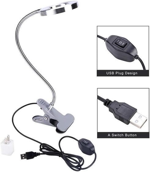 ZJchao Clip on Light, Makeup LED Lights USB Cosmetic Lamp Eyebrow Lip Beauty Salon Desktop Led Lights with Clip Reading Desk Light Book Light for ...