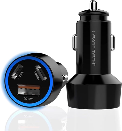 USB C Car Charger Fast Charging - LEXAA TECH 58W USB Car Charger Adapter Dual Port PD&QC 3.0 Compatible with iPhone 15 14 13 12 Pro Max X XR XS Sa...
