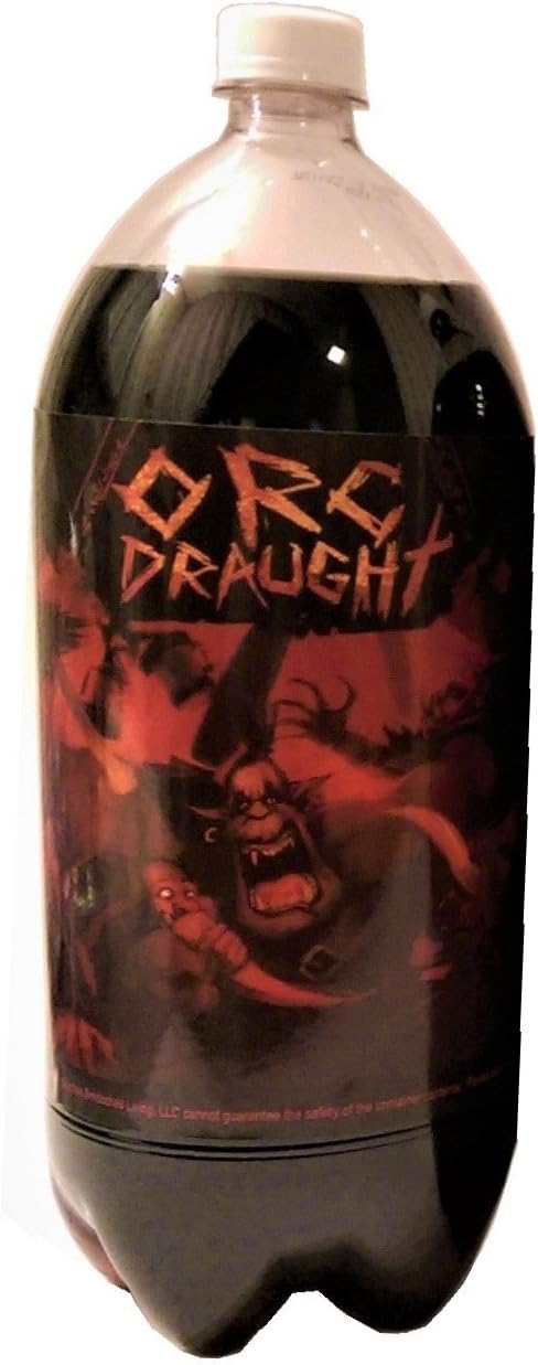 4 Soda Bottle Labels for Fantasy Themed Party. 7" x 6" Sticker Set Features an Orc, Dwarf, Elf, and Dragon....