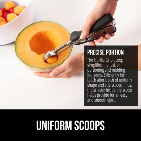 GORILLA GRIP Stainless Steel Cookie Scoop for Baking, 2 TBSP, Multipurpose Melon Baller, Meatball Spring Scoops, Perfect Portion Sizes, Easy Food ...