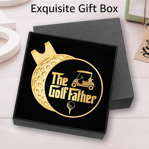 The Golf Father Black Gold Golf Ball Marker with Magnetic Hat Clip, Funny Golf Accessories and Golf Gifts for Men Dad Grandpa, Birthday for Golf F...