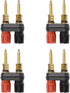 4Pcs Banana Jack Plugs Brass Long Threaded Binding Post Speaker Connectors Terminal 2 Way Dual 4mm Banana Plug Female Sockets for Speakers or Ampl...