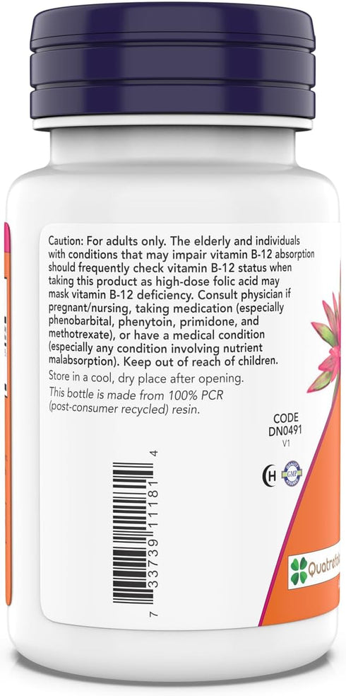 NOW Supplements, Methyl Folate 1,000 mcg, Metabolically Active Folate*, Co-Enzyme B Vitamin, 180 Tablets...
