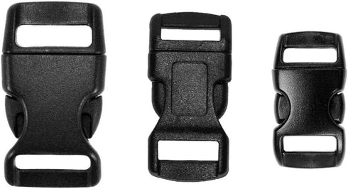 Paracord Planet Black Contoured Side Release Buckles - 3/8 Inch, 1/2 Inch, and 5/8 Inch - 60 Pack (20 Each)...