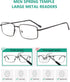 Eyekepper 3-pack Readers Rectangular Spring Temple Large Metal Reading Glasses Men Black +2.0...
