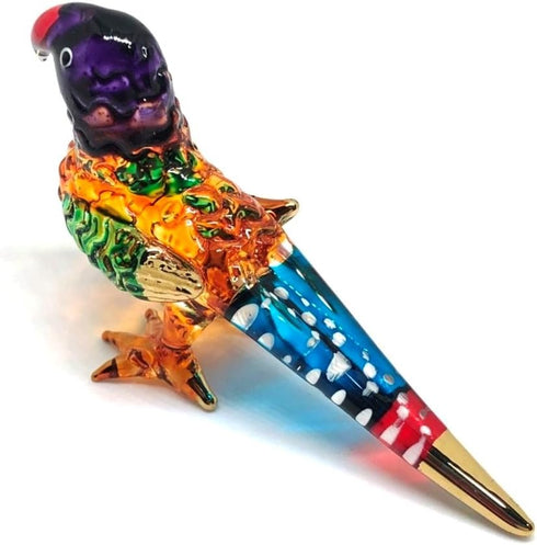 Handmade Mini Blown Glass 2" Orange Parrot Bird Fantasy Collectible Figurine, Dollhouse Gift Ideas, Cool Stuff Decor, Miniature Animals, Cute Tiny...