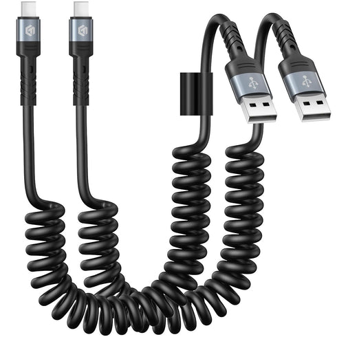 Coiled iPhone Charger Cord for Car Retractable Fast Charging Cable Compatible with iPhone 15/14/13/12/11 Pro Max/XS MAX/XR/XS/X/8/7/Plus/6S/Plus/i...