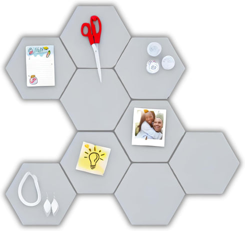 15 Pack 7" x 8" x 3/8" New Version Durable Rubber Hexagon Bulletin Board Tiles Versatile Peel Stick Self Adhesive Foam Pin Board, Acoustic Dampeni...
