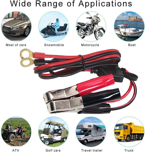 KUNCAN Alligator Clips Battery Terminals - Battery Alligator Clips to O Ring Terminal Harness Wire 2 Pin Lug Cable 16AWG, Eyelet Terminal Harness ...