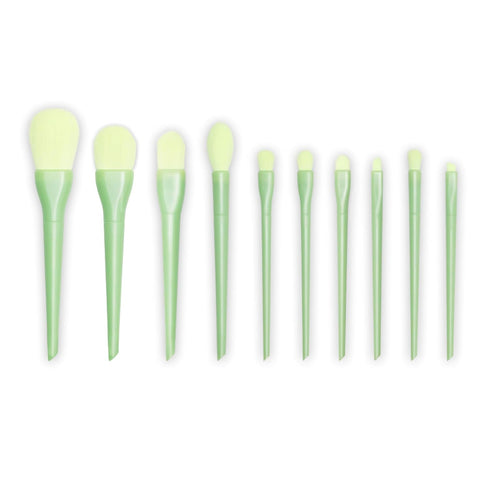 All in one Makeup Brushes kit for girls, 10 Pcs, Powder Brush, Foundation Brush, Blush Brush, Highlighting Brush, Eyeshadow Brushes (Shiny Green)...