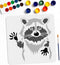 Raccoon Stencil 11.8×11.8inch Reusable Raccoon Animal Painting Stencils with Paint Brush for DIY Crafts Home Decor Wood Fabric Wall Glass Furnitur...