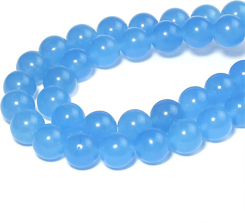Natural Aquamarine Chalcedony Round Loose Beads for Jewelry Making DIY Bracelet Necklace (4mm)...