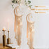 Boho Macrame Woven Wall Hanging, Crochet Crescent Moon Star Dream Catcher with Long Tassel- White Cotton Handmade Bohemian Home Decor Decoration A...