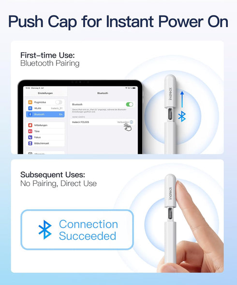 Inateck Stylus Pen for iPad 2018-2023, 5Mins Fast Charging Pencil with Tilt Sensitivity & Palm Rejection, Magnetic Pen for iPad Air 3/4/5, iPad Mi...