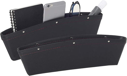 2 Set Car Seat Gap Organizer, Car Seat Gap Filler, PU Full Leather Car Seat Crevice Storage Box Universal Fit in Between Car Seat Catcher for Phon...