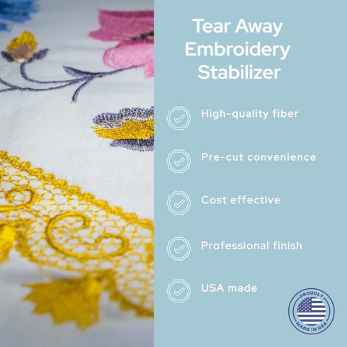 Tear Away Embroidery Stabilizer - 1.8 Ounce Medium Weight 8"x8" Fits 4x4 Hoops 100 Sheets Tearaway by H.B.I. Products...