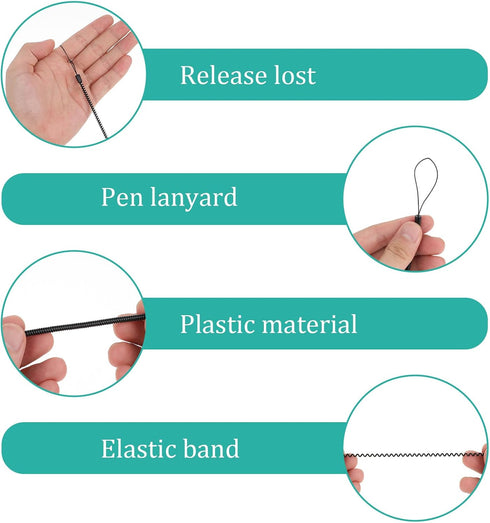 9 PCS Elastic Lanyard Tether Retractable Spring Coil Strap Pens Coil Spring Straps Touch Pens Plastic Coil Spring Leash Stylus Lanyard Cord for Te...