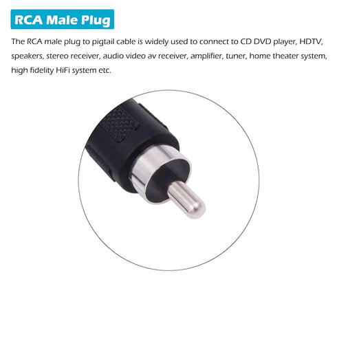 Fancasee 2 Pack 6 ft Speaker Wire RCA Male Plug Jack Connector to Bare Wire Open End Pigtail RCA Cable for Speakers Amplifier Audio Video AV Recei...