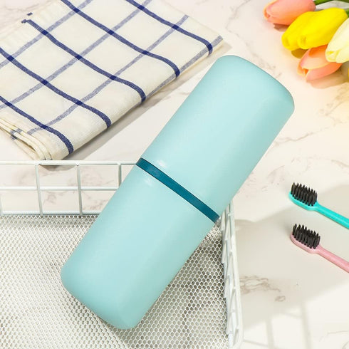 Double Mouthwash Cup Travel Wash Toothbrush Cup Daily Gadgets Container Toothpaste Comb Storage Box Holder Bathroom Accessorie(7.8inch,Light Blue)...