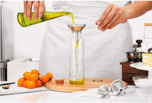Stainless Steel Funnels, 3 in 1 Metal Kitchen Funnels for Filling Bottle with Handy Handle for Transferring Essential Oils, Liquid, Fluid, Dry Ing...