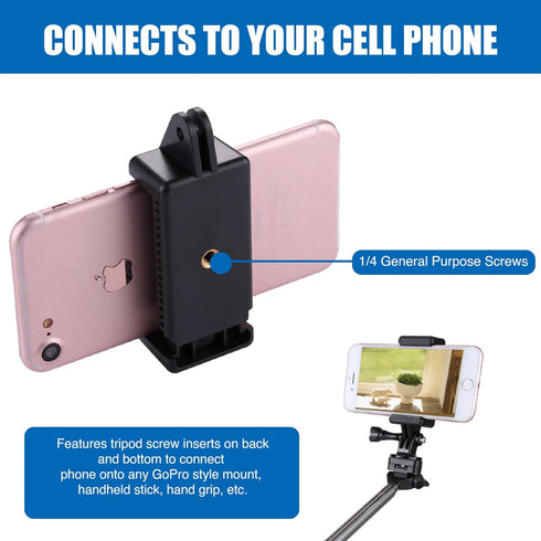 2 Pack Universal Smartphone Holder w/GoPro Style Mount Attachment for Any Phone. Connect Your Phone or GPS to Any GoPro Mount. Compatible with iPh...
