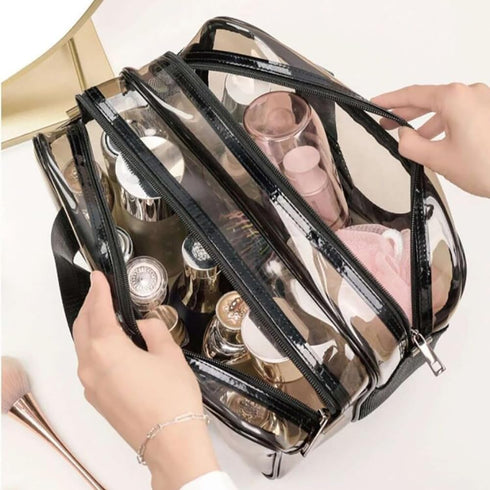 WEISIPU Large Waterproof Clear Travel Bag for Toiletries - Transparent Makeup Bag with Double Zipper Design - TSA Compliant Carry-On for Men and W...