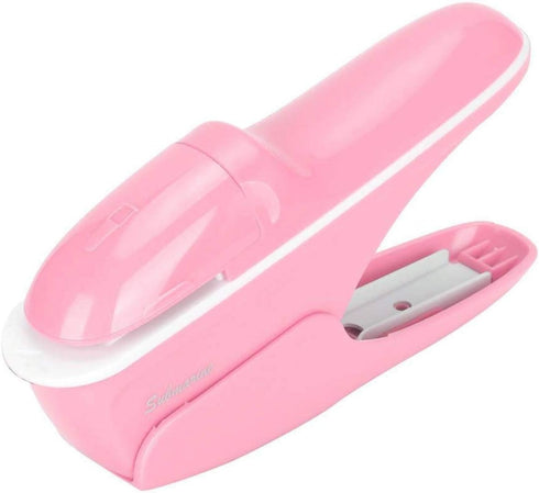 Stapleless Stapler, Pink Staple Free Stapler No Staple Stapling Machine Paper Binding Hand Tool for Office School, Comfortable Handle...