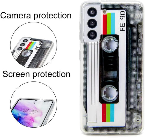 FAteam Case for Galaxy S21 5G Shockproof Scratchproof with TPU Soft Bumper Retro Cassette Tape Case Compatible with Samsung Galaxy S21 5G...