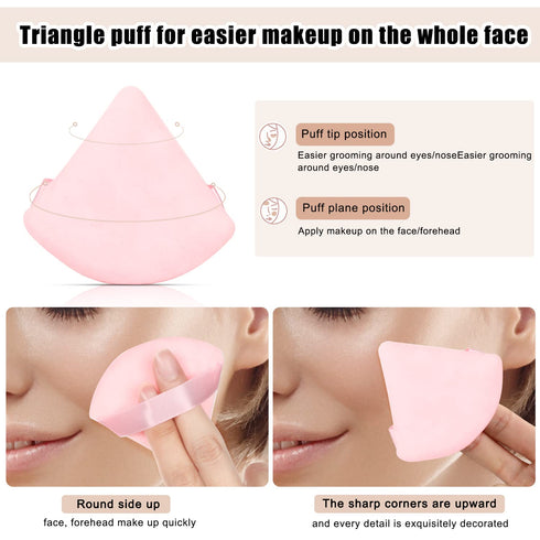 8 Pcs Cotton Powder Puff Face,JASSINS Triangle super soft for Both dry and wet Makeup Setting/Concealer/Loose and Body Powder/Foundation/Blush Mak...