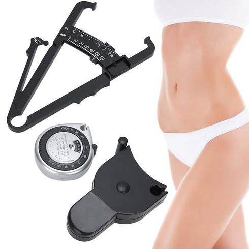 3 pcs Metric Body Fat Tester, Measuring Waist Fat Thickness Retractable Weight Loss Caliper, Tape Measure Body Composition MonitorsFitness & Activ...