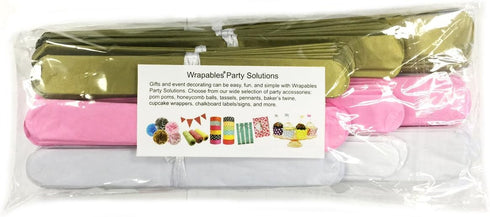 Wrapables Set of 18 Tissue Pom Pom Party Decorations for Weddings, Birthday Parties Baby Showers and Nursery Decor, Pink/Gold/White...