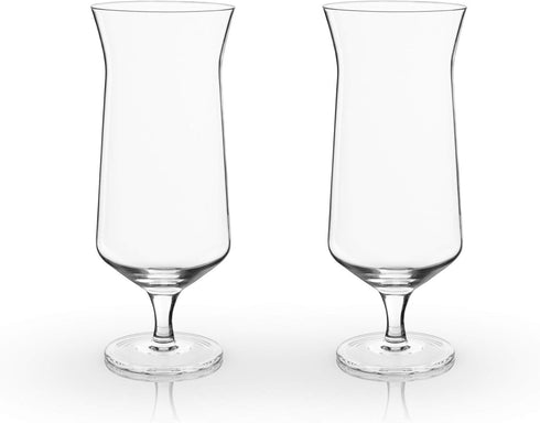 Viski Raye Hurricane Glasses, Perfect for Pina Coladas, Tropical Cocktail Glass, Crystal Glasses Gift set of 2, Clear, 14oz...