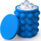 ALLADINBOX Ice Cube Mold Ice Trays, Large Silicone Ice Bucket, (2 in 1) Ice Cube Maker, Round,Portable (Dark blue)...