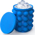 ALLADINBOX Ice Cube Mold Ice Trays, Large Silicone Ice Bucket, (2 in 1) Ice Cube Maker, Round,Portable (Dark blue)...