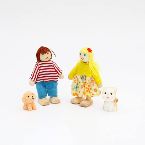 ONEST 15 Pieces Wooden Dollhouse Family Set Mini People Figures Sets Dollhouse Dolls Wooden Doll Family Pretend Play Figures Accessories for Prete...