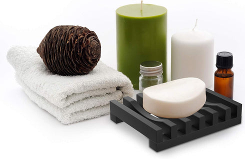 2Pcs Soap Dish Holder, Non-Slip Bathroom Accessories Silicone Soap Case Saver, Sink Deck Bathtub Shower Dish Soap Drainer, Silicone Holder for Soa...