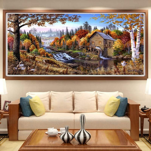 BOHADIY Diamond Painting Kits for Adults Rural Landscape Abstract 5D Diamond Art Kits for Adults, Large Size DIY Full Drill Paintings with Diamond...
