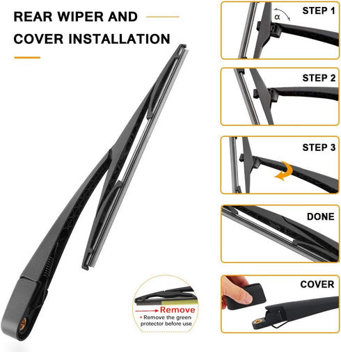 AUTOBOO Replacement for Hyundai Tucson 2010-2015 Rear Windshield Wiper Arm Blade Set -OE 988503W000, 98811-1H000...