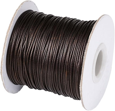 Cheriswelry 85 Yards 1mm Korean Waxed Polyester Cord Coconut Brown Beading String Threads Knotting Braiding Round Cord Ropes Crafting Cord Wire fo...