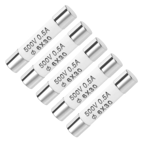uxcell Ceramic Cartridge Fuses 0.5A 500V 6x30mm Fast Blow Replacement for Stereo Audio Alarm Amplifier Ceramic Fuses 5pcs...