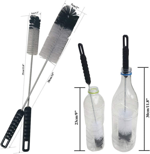NewFerU Bottle Cleaning Brushes Long Handle Thin, Small Big Wire Cleaner Bendable Flexible for Water Wine Baby Bottles, Pipe, Tube, Hose, Flask (4...