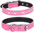 Rhinestones Dog Collar, Adjustable Sparkly Crystal Studded Genuine Leather Pet Dog Collar for Small and Medium Dogs (S, Hot Pink)...