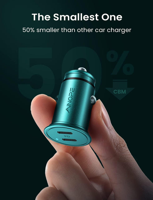 Type C Car Charger Mini Cigarette Lighter USB Charger, 40W USB C Car Charger Fast Charging, PD 3.0 Dual Port Car Charger Compatible with Galaxy S2...
