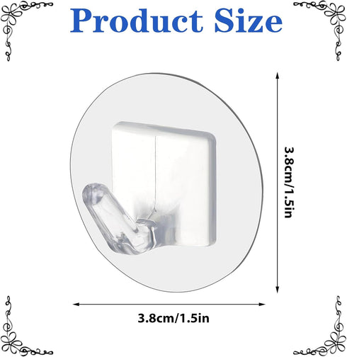 Qianyu 30 Pcs Adhesive Wall Hooks Heavy Duty Clear Sticky Hangers Waterproof Seamless Transparent Acrylic Utility Hook Without Nails for Hanging T...