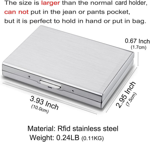 EASTNIGHTS RFID Credit Card Holder Protector Metal Credit Card Wallet Business Card Holder for Men Women Gift Box Package (Silver)...