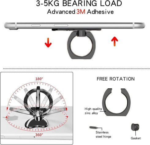 Cavdycidy Metal Butterfly Ring Holder for Cell Phone,Finger Ring Stability Holder Back Stand Car Mount Hook Kickstand Compatible with All Smartpho...